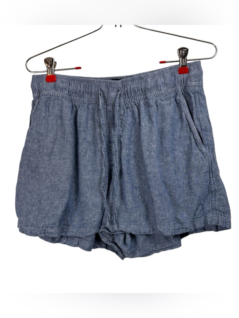 Gap Sz  Medium 4" Inseam Soft Blue Linen Pull On Shorts Elastic Waist Drawstring